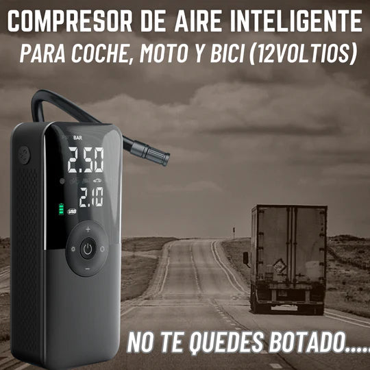 COMPRESOR DE AIRE INTELIGENTE (INFLADOR INALAMBRICO PARA COCHE, MOTO Y BICI)